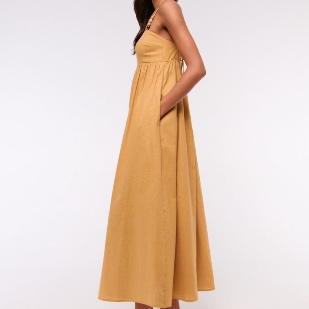 Abercrombie Yellow Tie-Back Babydoll Maxi Dress - Picture 3 of 8